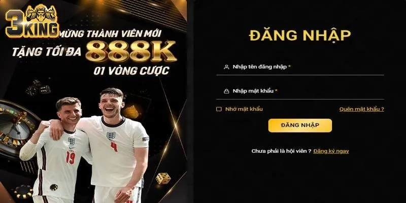 Thao tác đăng nhập 3king đơn giản quá các bước